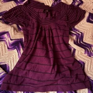 Purple with black stripes short sleeve early 2000's top
